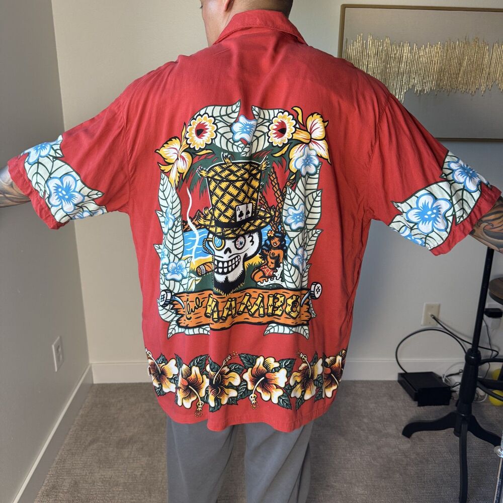 XL Vintage Mambo Loud Shirts Club Mambo skull cigar casual Hawaiian shirt 10329